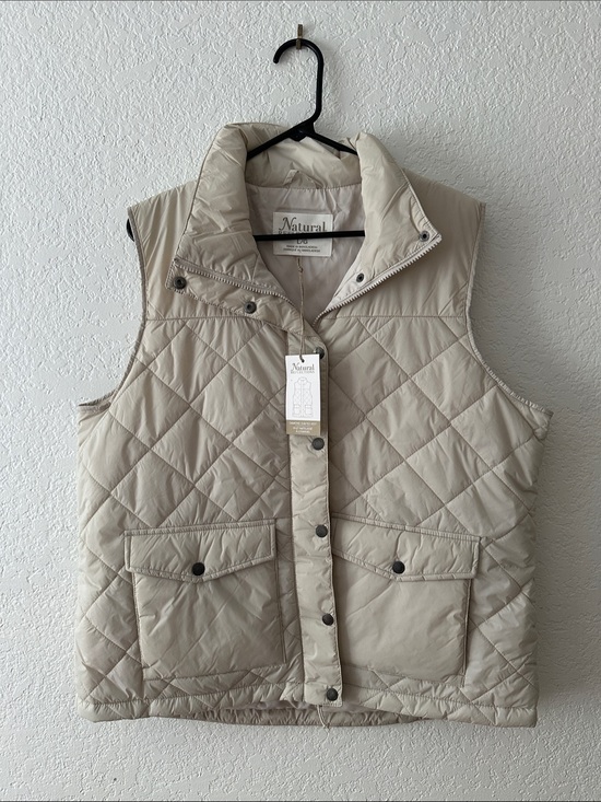 Natural Reflections Jackets & Blazers - Natural Reflections Quilted Light Beige Puffer Vest